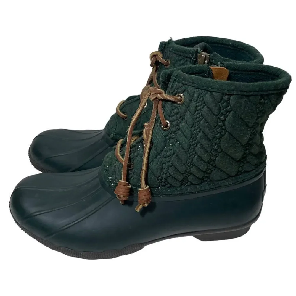 Sperry Forest Green Textured Ankle Duck Rain Boots